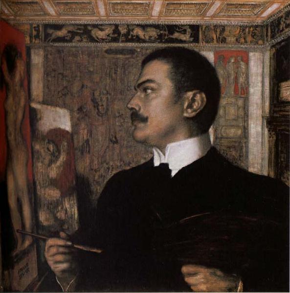 Franz von Stuck Self-Portrait at the Easel Germany oil painting art